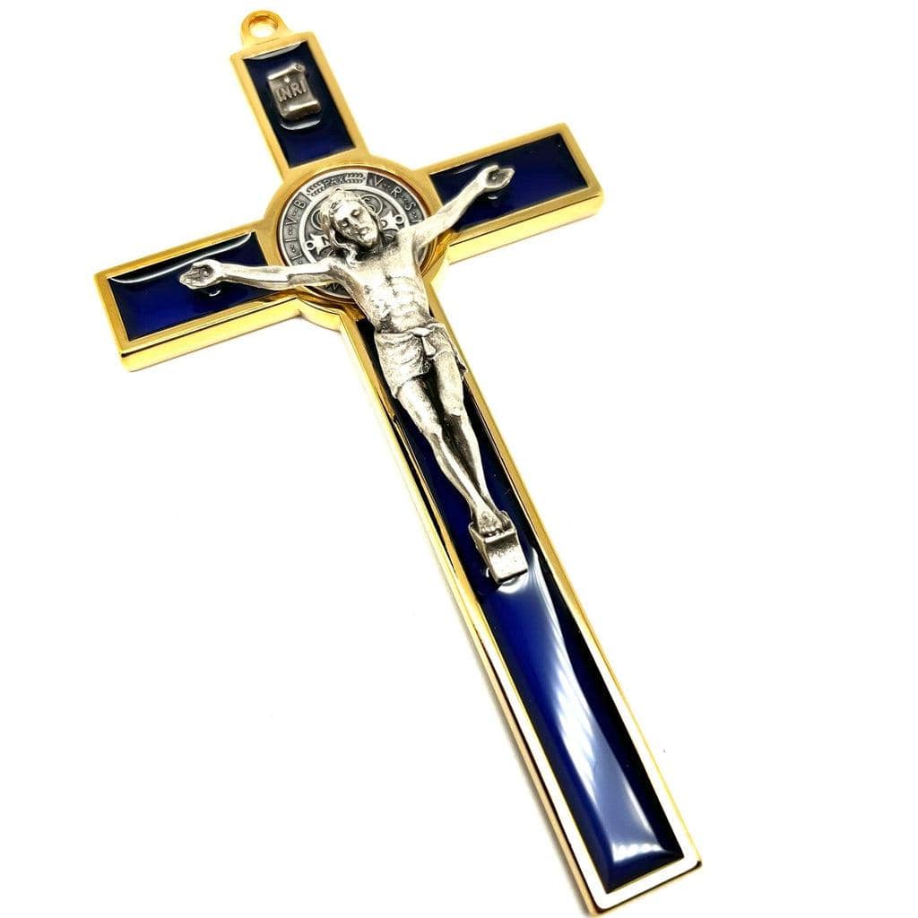 Catholically St Benedict Cross Blue 5" St. Benedict Cross Crucifix -Exorcism -Saint -Blessed -San Benito