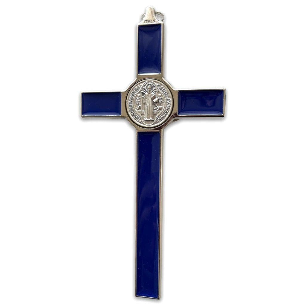 Blue 7.5" St. Benedict Cross Crucifix -Exorcism cross -Blessed -San Benito-Catholically