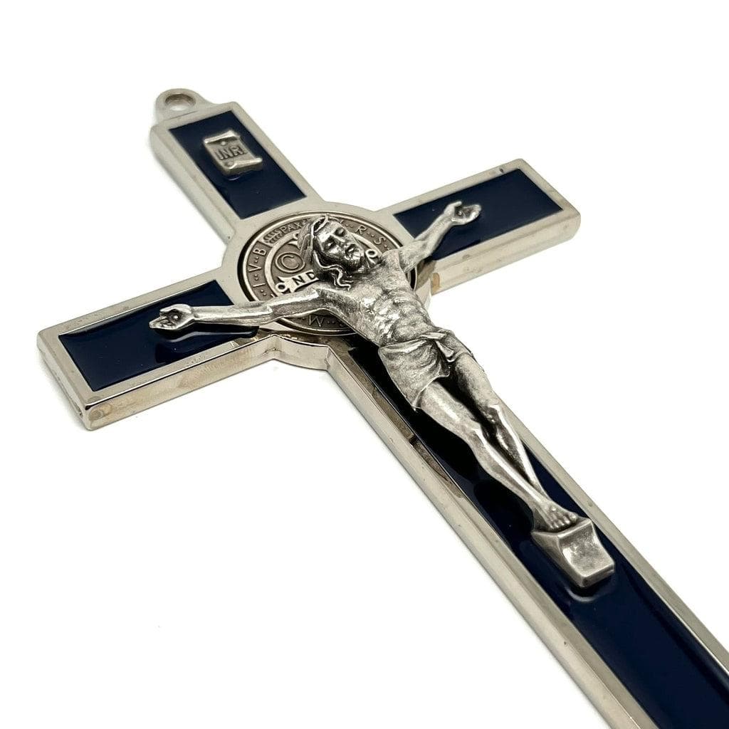 Catholically St Benedict Cross Blue 7.5" St. Benedict Cross Crucifix -Exorcism -Saint -Blessed -San Benito