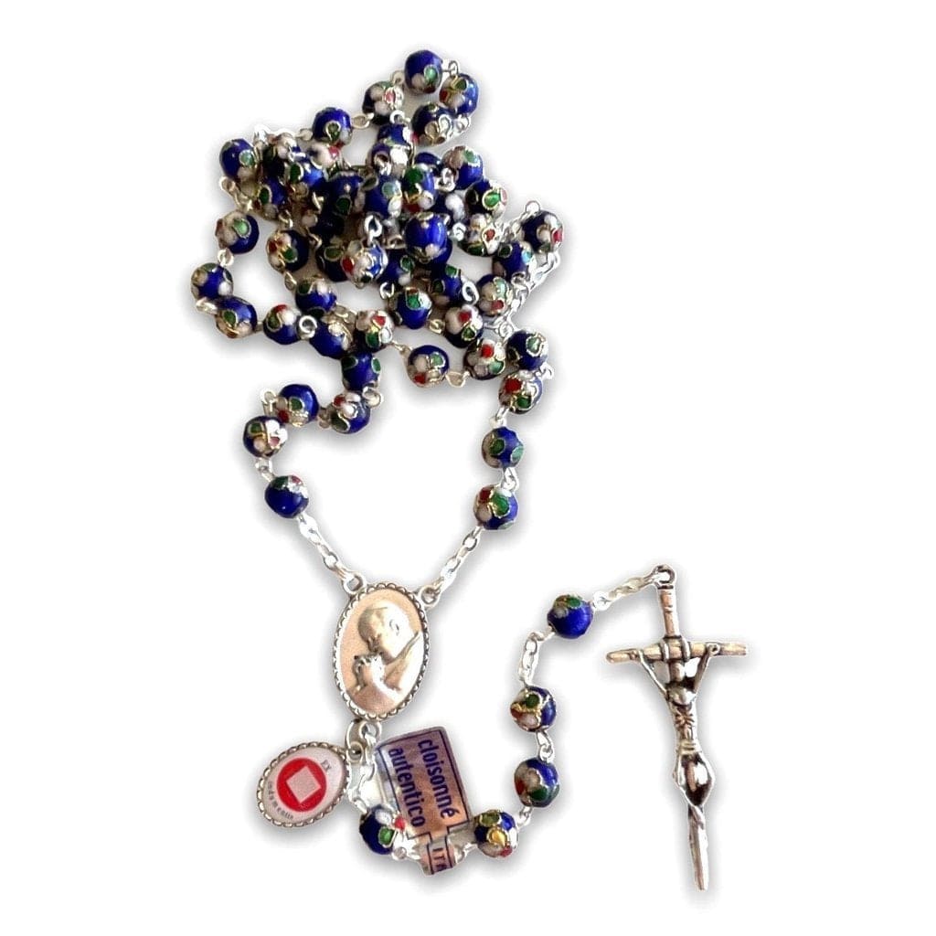 Blue Cloisonne Rosary -St.John Paul Ii -JPII w/ Relic Medal-Catholically