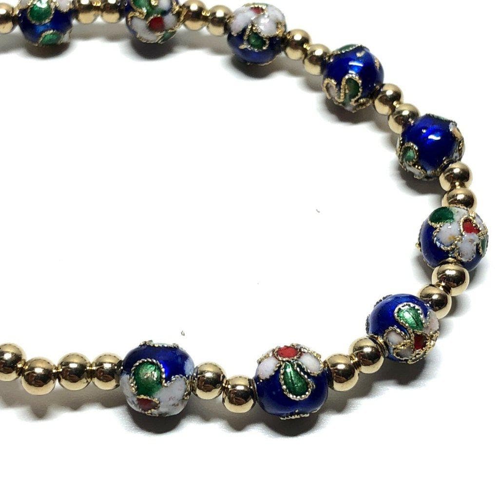 BLUE elastic stretch bracelet Cloisonne - Blessed by Pope - Catholically