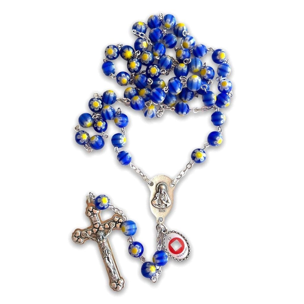 Blue Venetian Glass Murrina - St. John Paul II Relic Rosary-Catholically