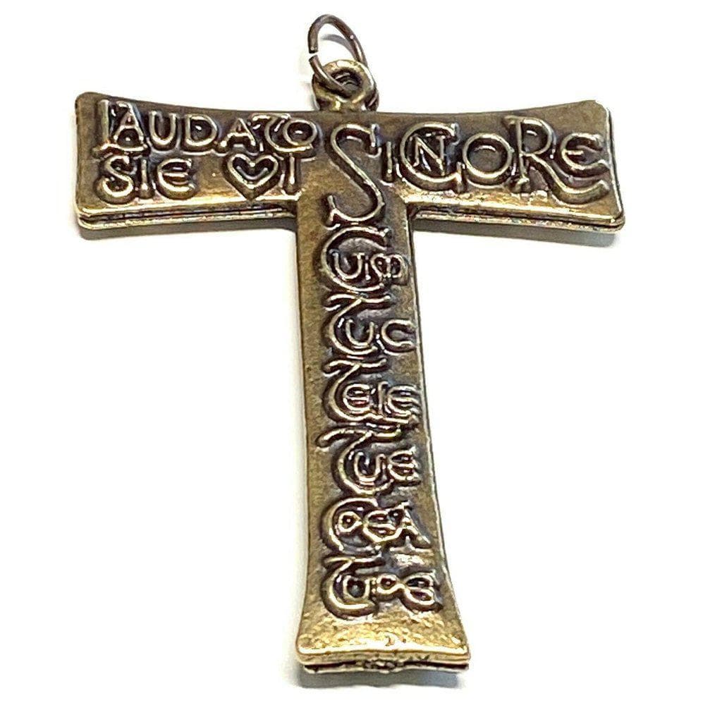 Bronze Franciscan cross - St.Francis of Assisi crucifix -Rosary part pendant TAU-Catholically