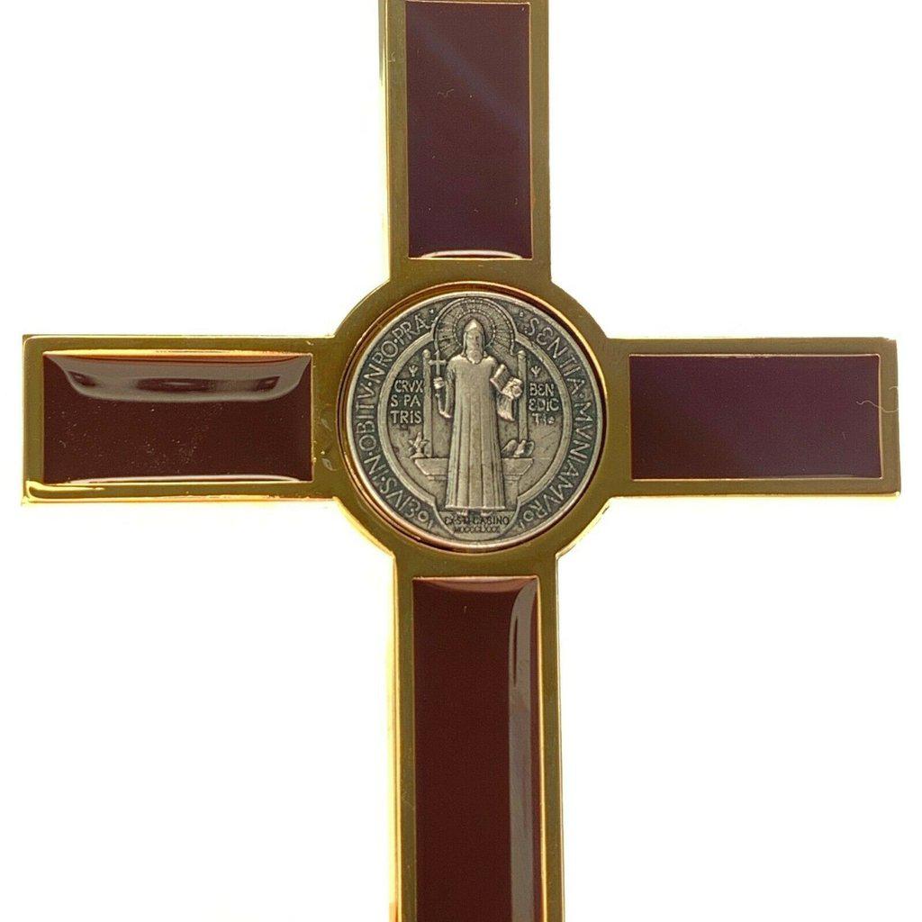 BROWN 5 St. Benedict Cross Crucifix -Exorcism -Saint -Blessed -San Benito - Catholically