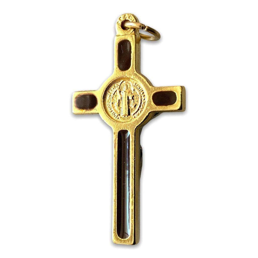 Red enamel Cross St. Benedict - Tiny Pendant - Rosary Parts - Crucifix-Catholically