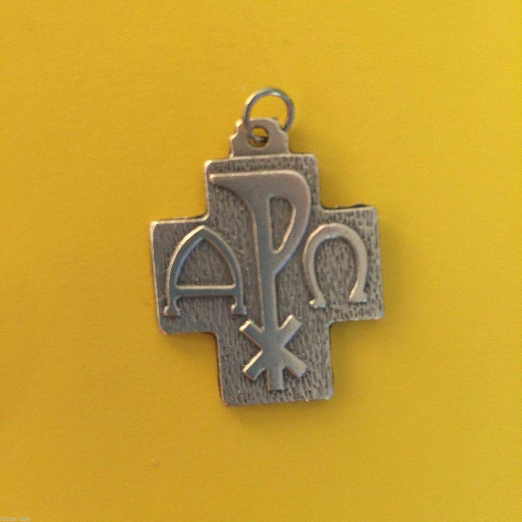 Chi Rho - BIG 1 Cross - Crucifix - medal - Pendant Blessed by Pope - Catholically