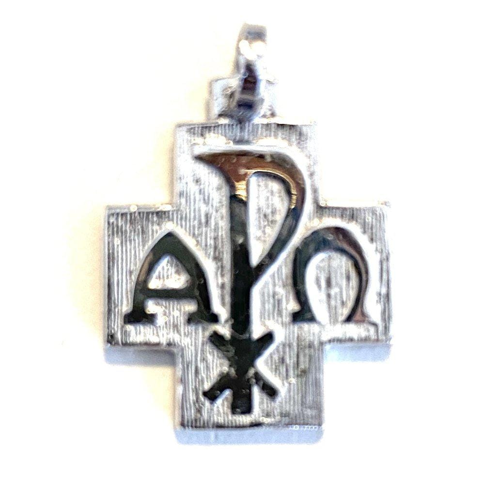 Chi Rho - Sterling Silver 925 Cross Crucifix Pendant Blessed-Catholically