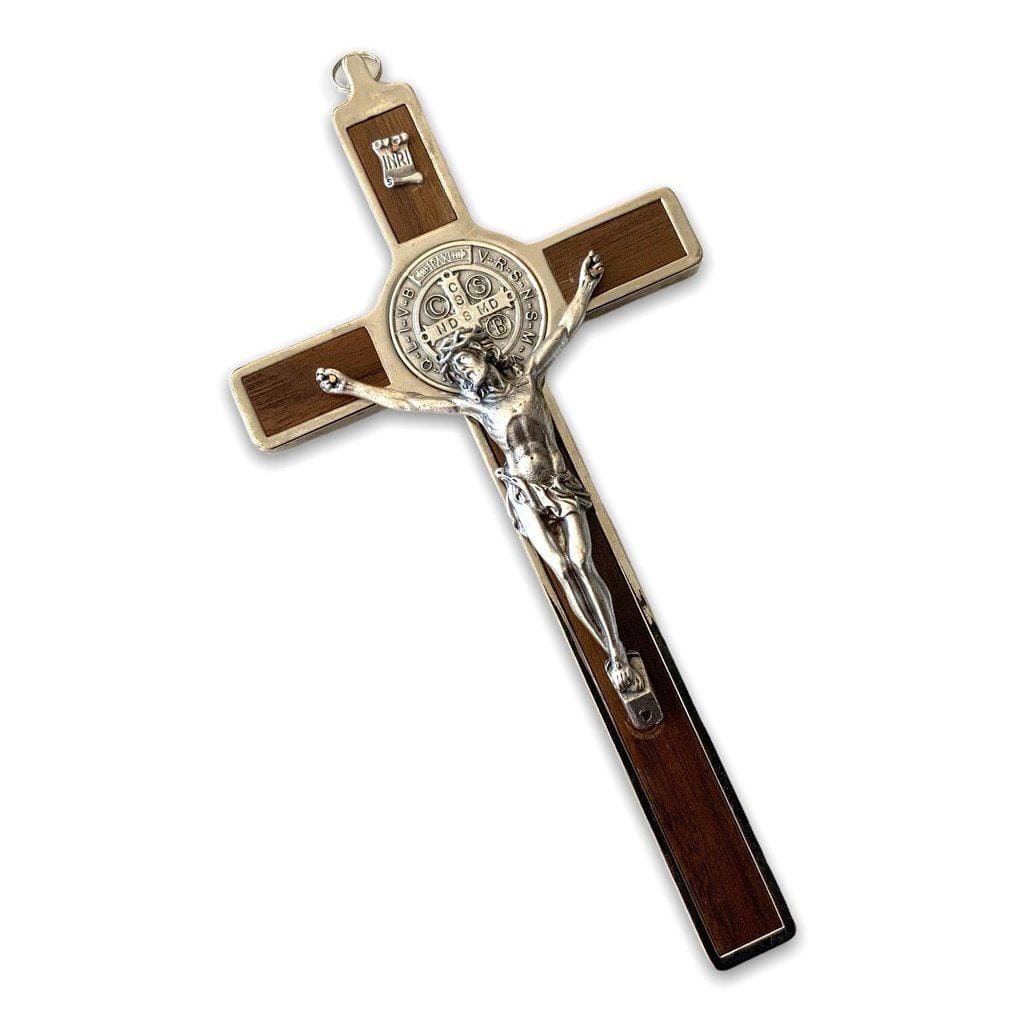 Catholically St Benedict Cross Dark Wood 7.5" St. Benedict Cross Crucifix -Exorcism cross -Blessed -San Benito