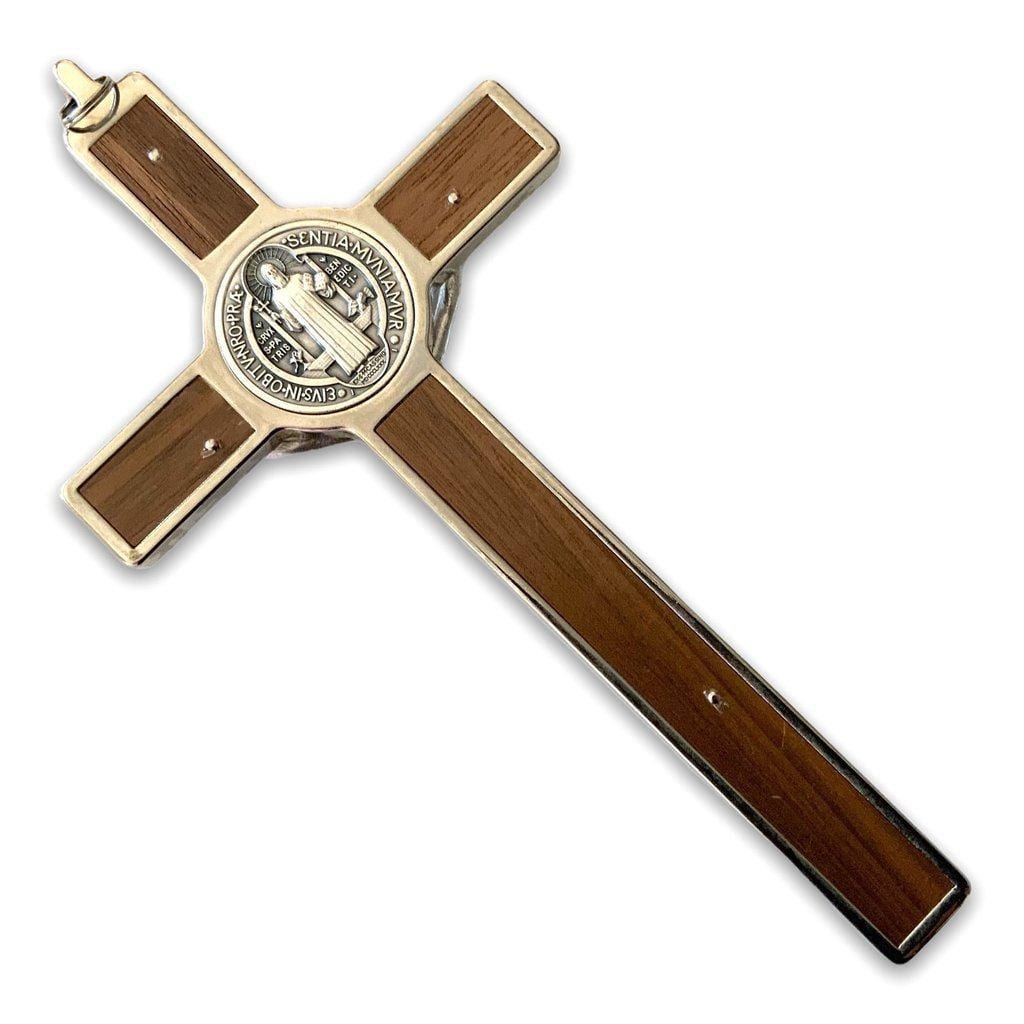 Catholically St Benedict Cross Dark Wood 7.5" St. Benedict Cross Crucifix -Exorcism cross -Blessed -San Benito