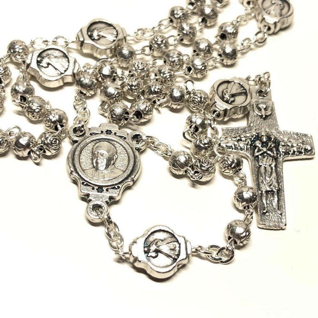 Dedicated to Pope Francis - Tiny Golden rosary w/ case - Blessed by Pope - Catholically