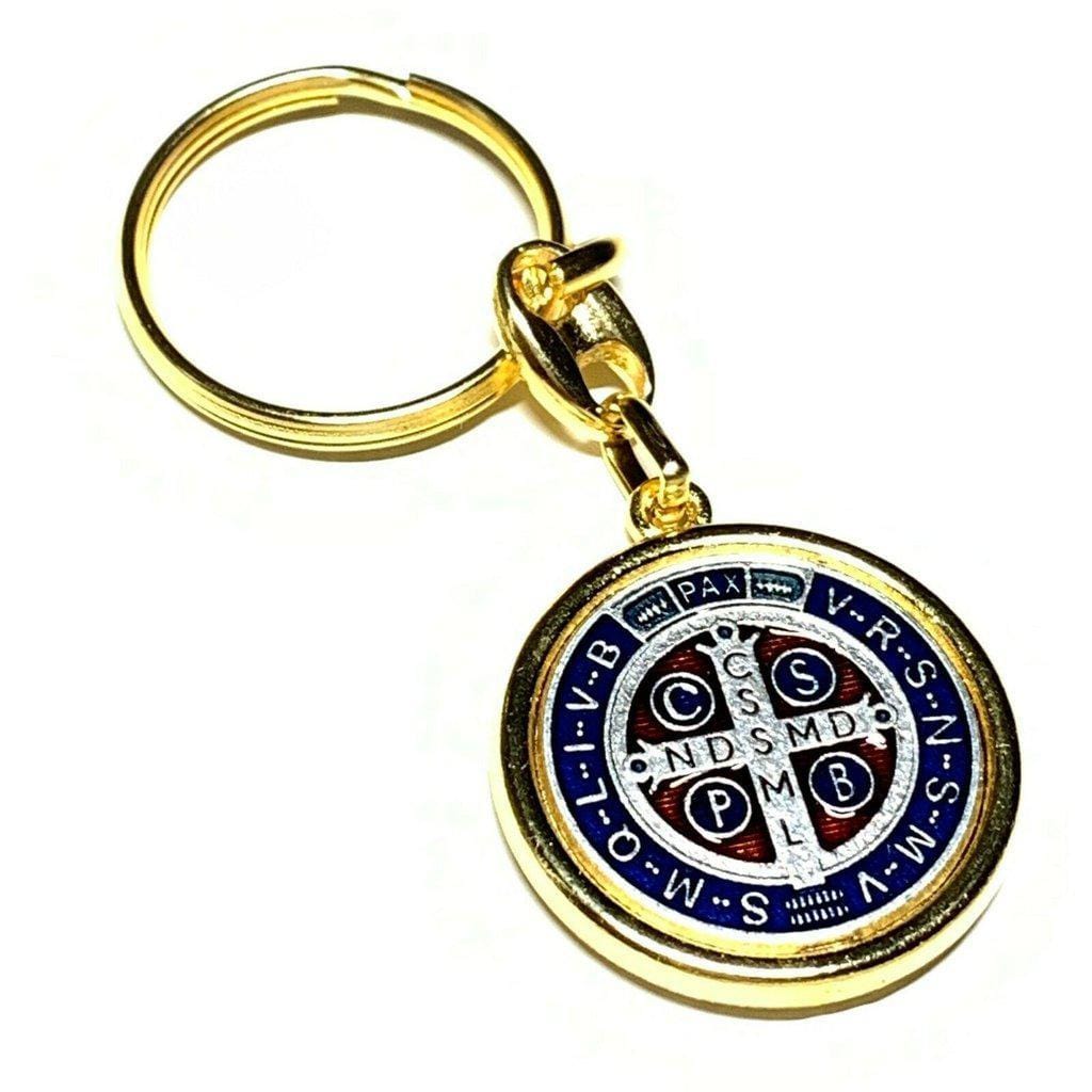 Dual Color Key chain - St. Saint Benedict Key ring Medallion Exorcism Blessed - Catholically