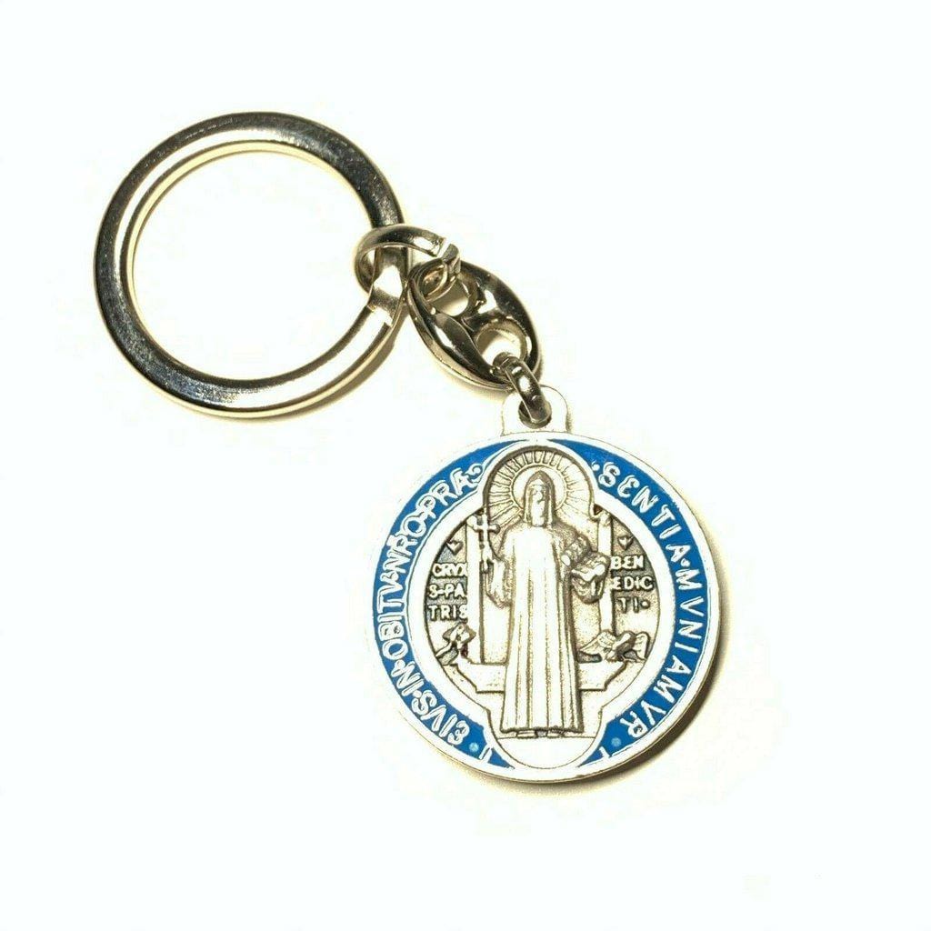 Dual Color Key Chain - St. Saint Benedict Keyring Medallion Exorcism Blessed-Catholically