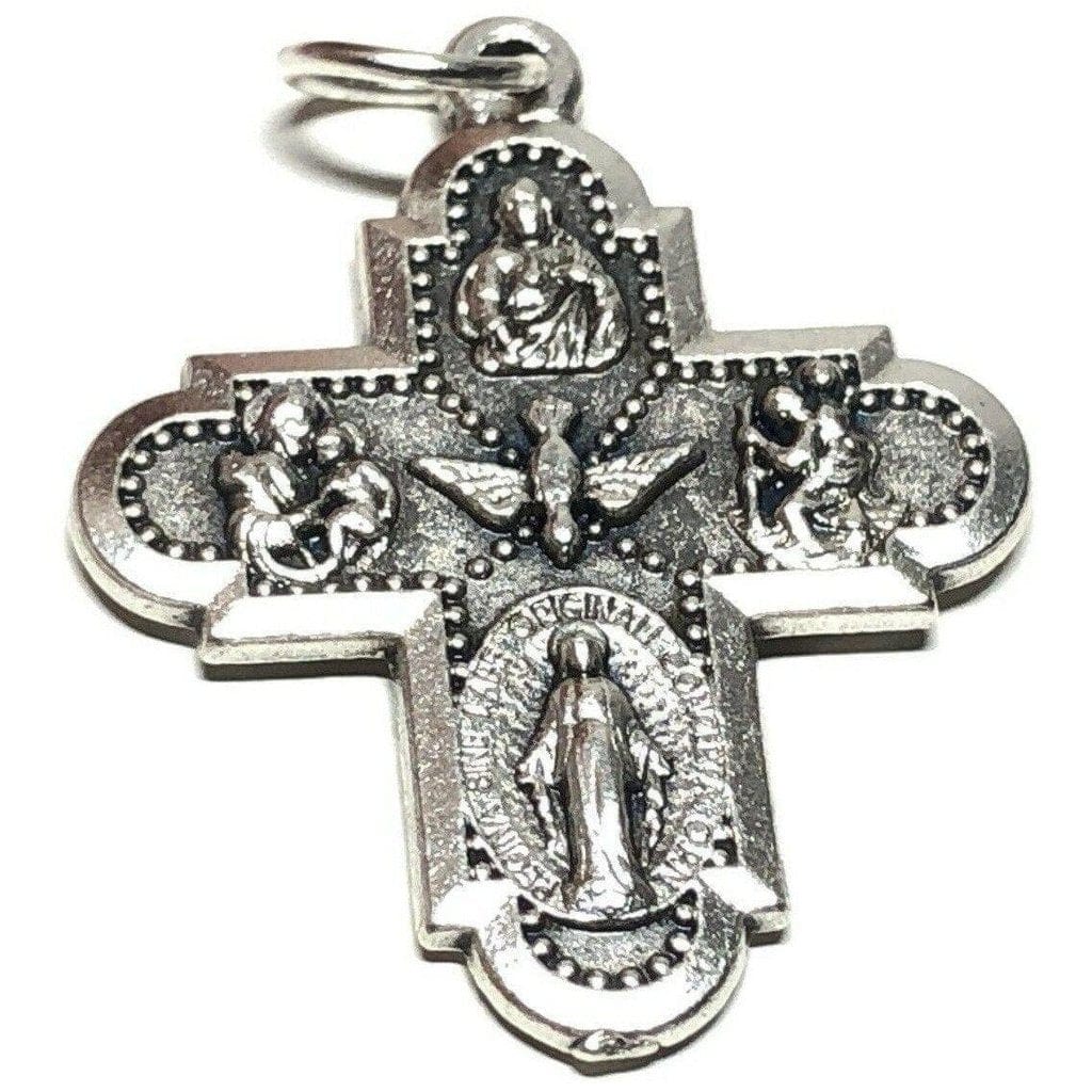 Four Way Greek Cross - Crucifix - Blessed By Pope - Rosary Parts-Catholically