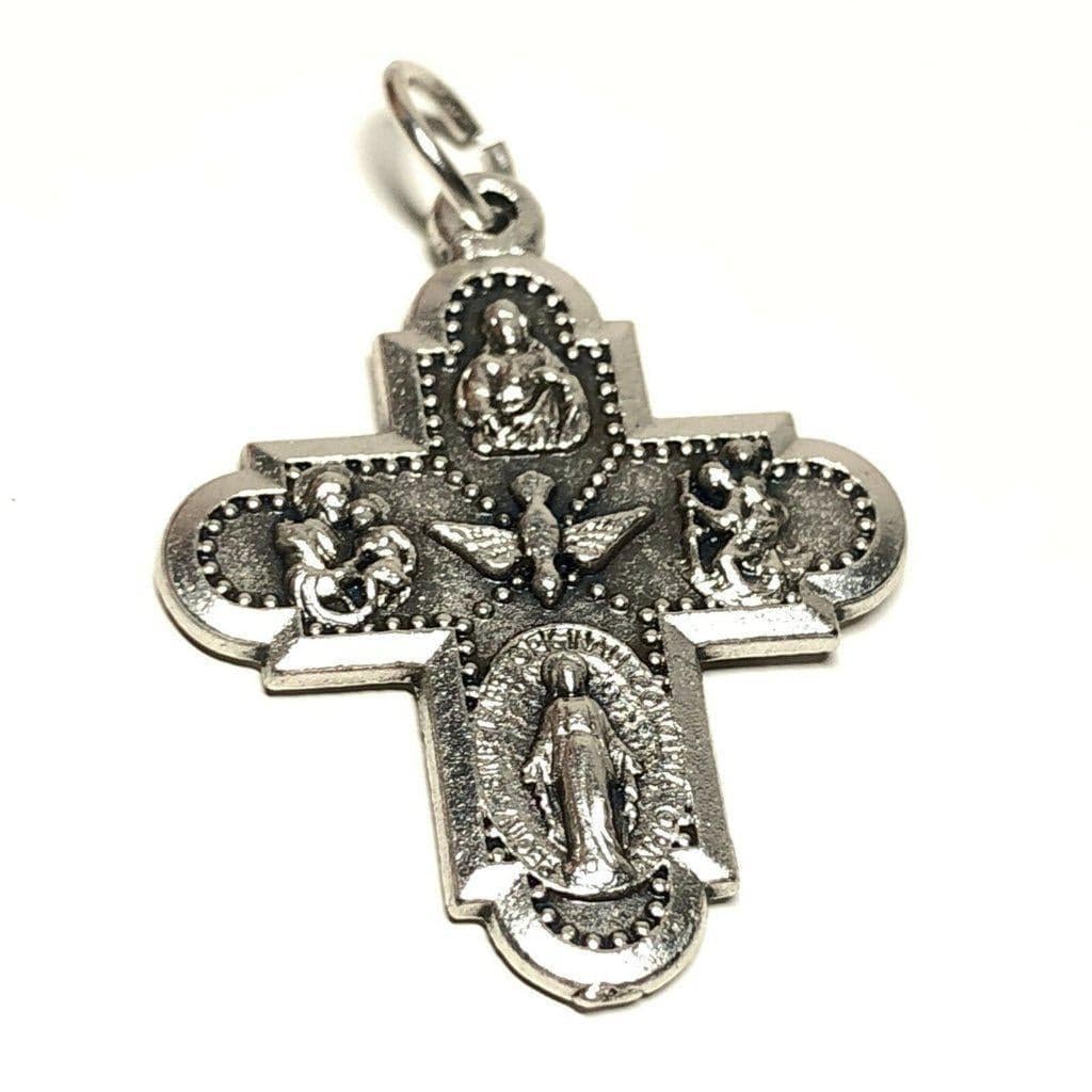 Four Way Greek Cross - Crucifix - Blessed By Pope - Rosary Parts-Catholically