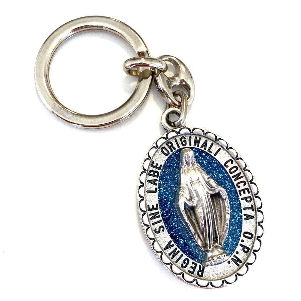 Glittery Miraculous Medal | Catholic | Key Ring | Keychain | Blessed By Pope-Catholically