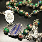 GREEN Cloisonne Rosary Blessed by Pope - prayer beads - Catholically