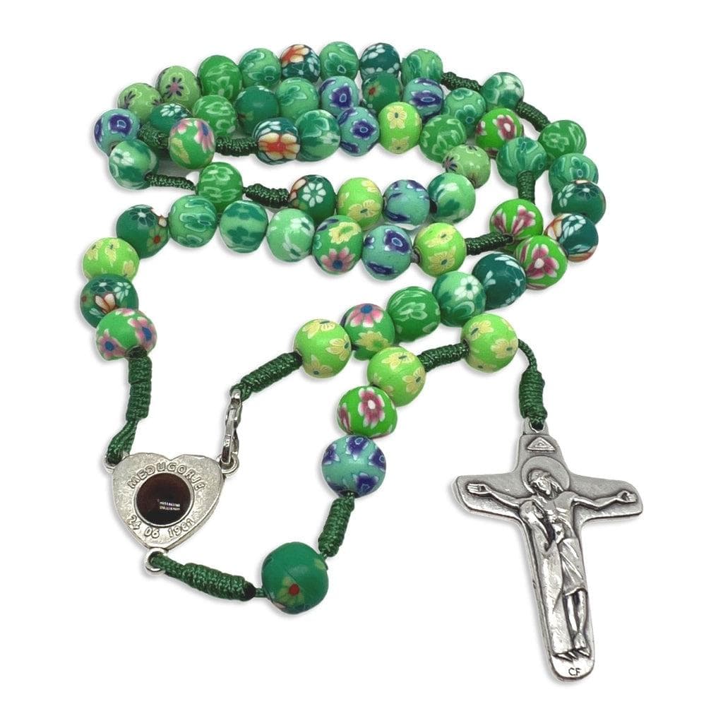 Catholically Rosaries Green Fimo Rosary Hand Made By Nuns Of Medjugorje - Blessed By Pope Francis