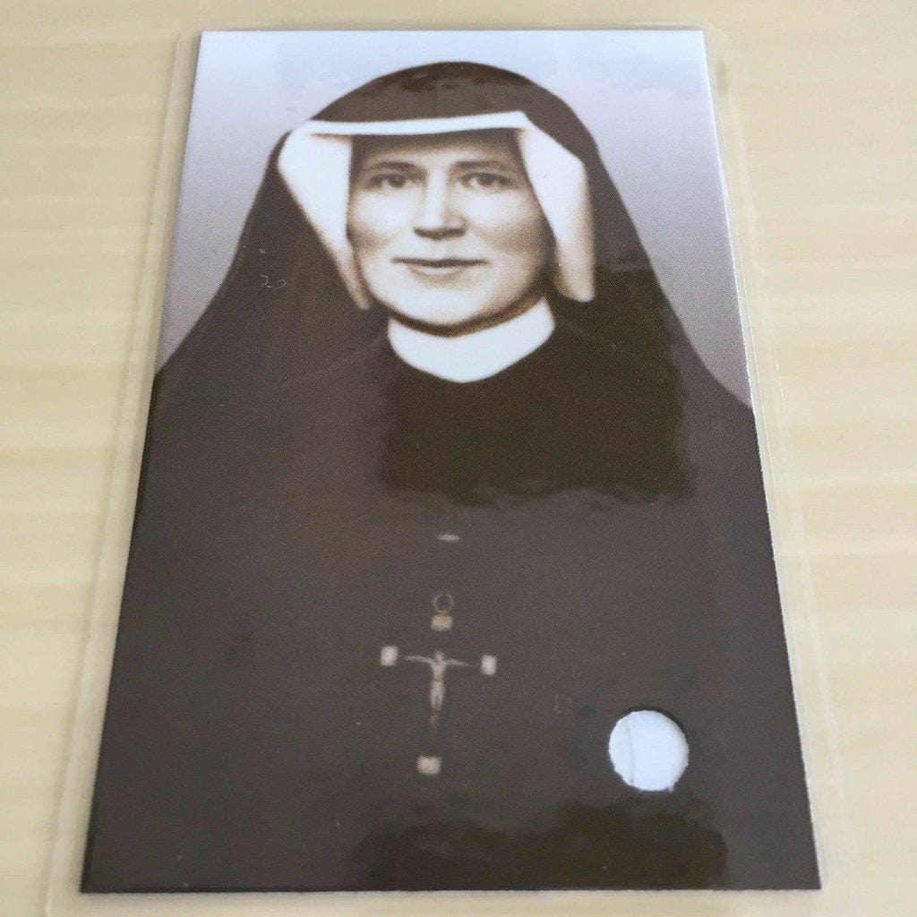 Holy Card W/ Free 2nd Class Relic St. Faustina Kowalska Vestment Ex-Indumentis-Catholically