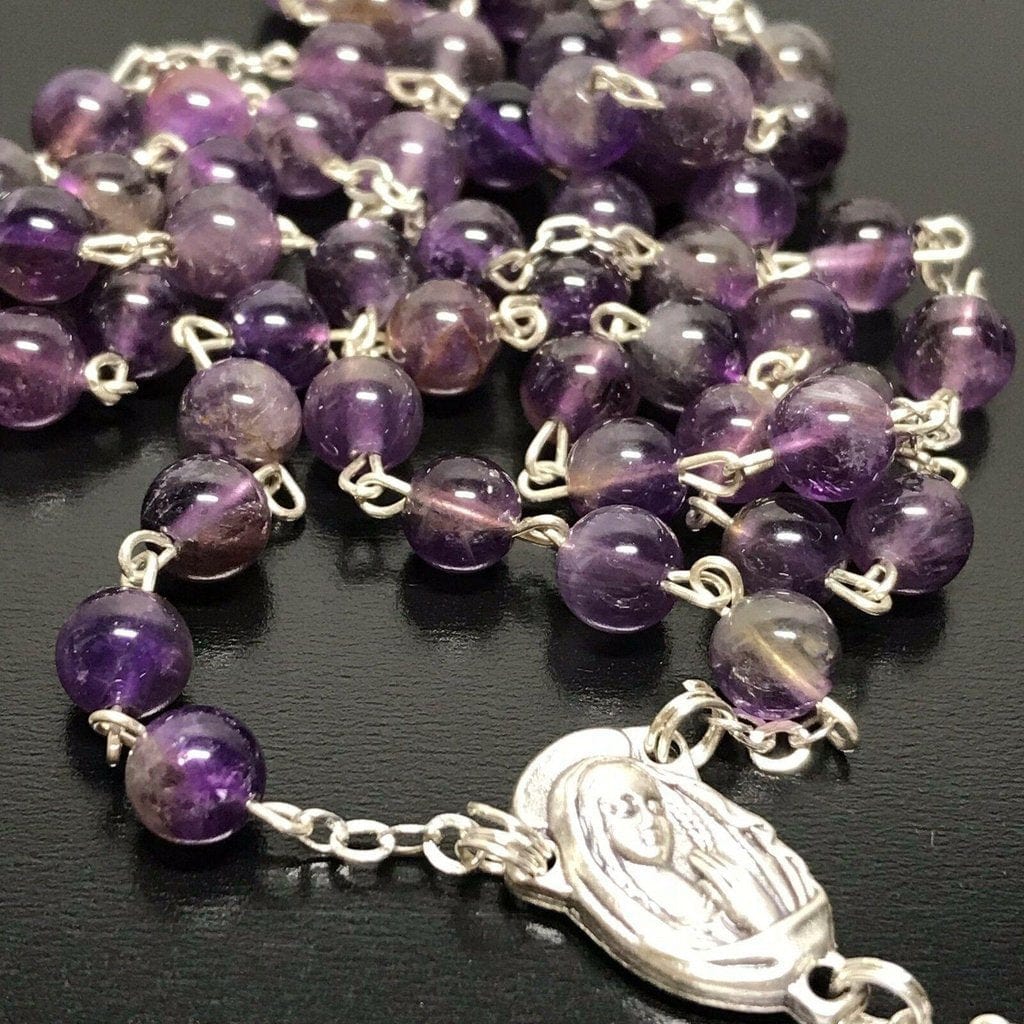 Communion Amethyst precious ROSARY - Confirmation -Baptism -Blessed by Pope - Catholically