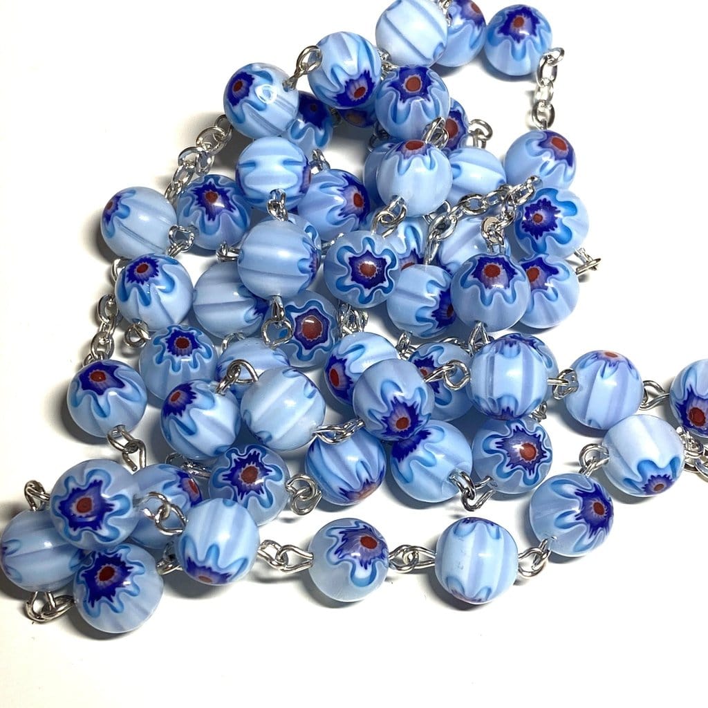 Holy Communion Colorful Light Blue Italian Rosary - Blessed by Pope-Catholically