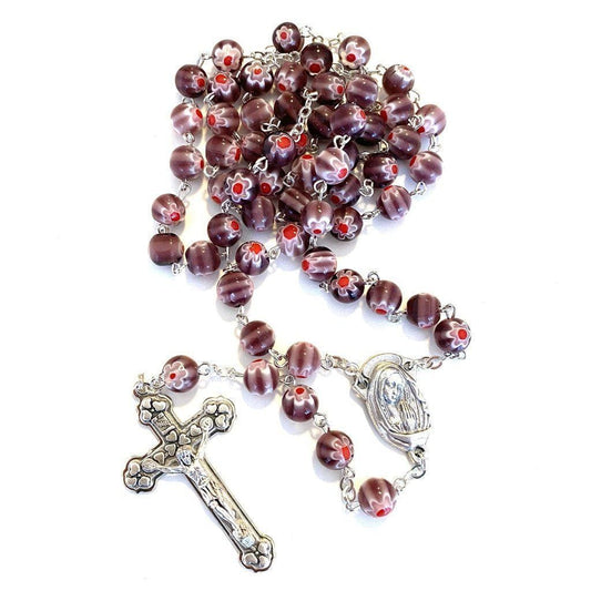 Holy Communion Colorful Pink /Purple Italian Rosary - Blessed By Pope-Catholically
