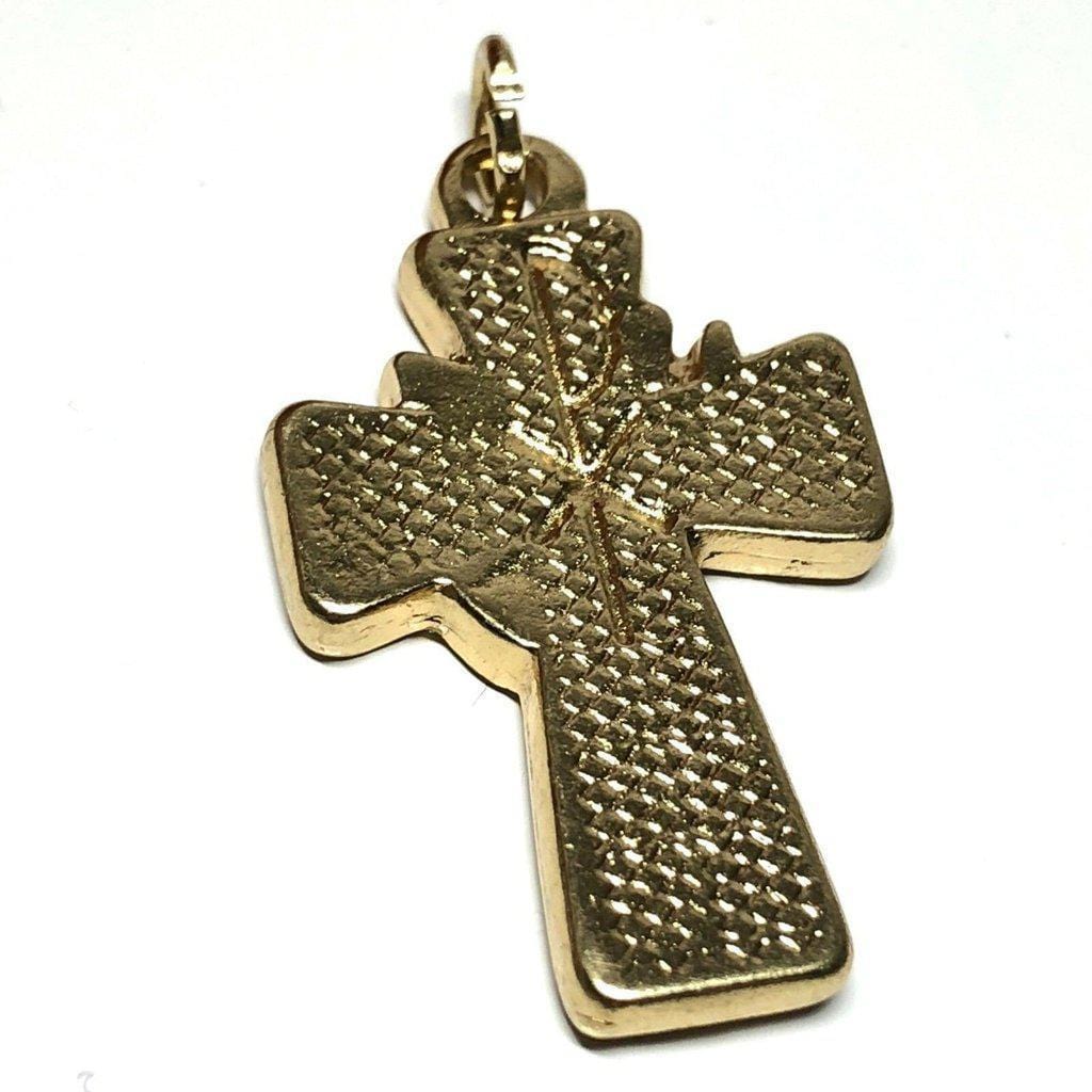Holy Communion Cross - Brass Red & Blue Enamel Ihs Crucifix - Blessed By Pope-Catholically