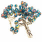 Holy Communion -Murrina Glass Blue Italian Rosary Virgin Mary Blessed by Pope - Catholically