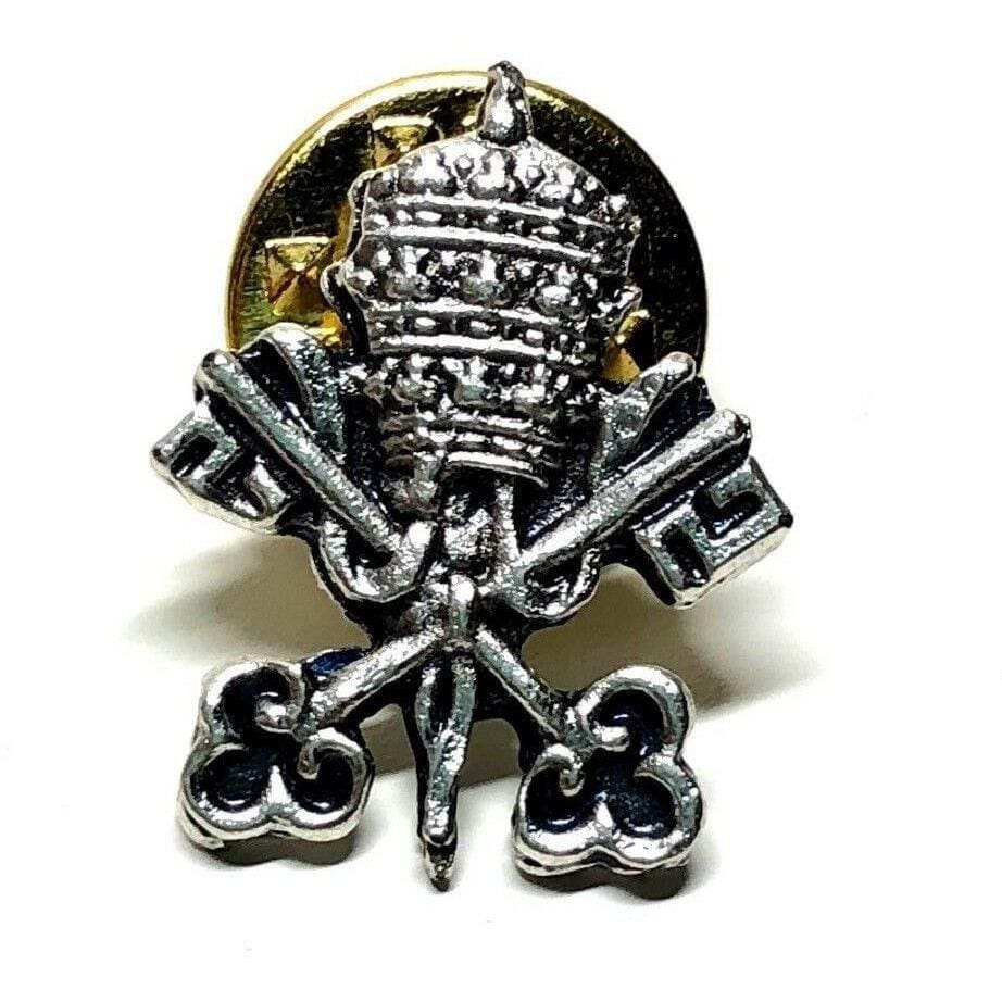 HOLY SEE Coat of Arms Pin  Catholic  Tie Tack  Jacket Lapel - Catholically