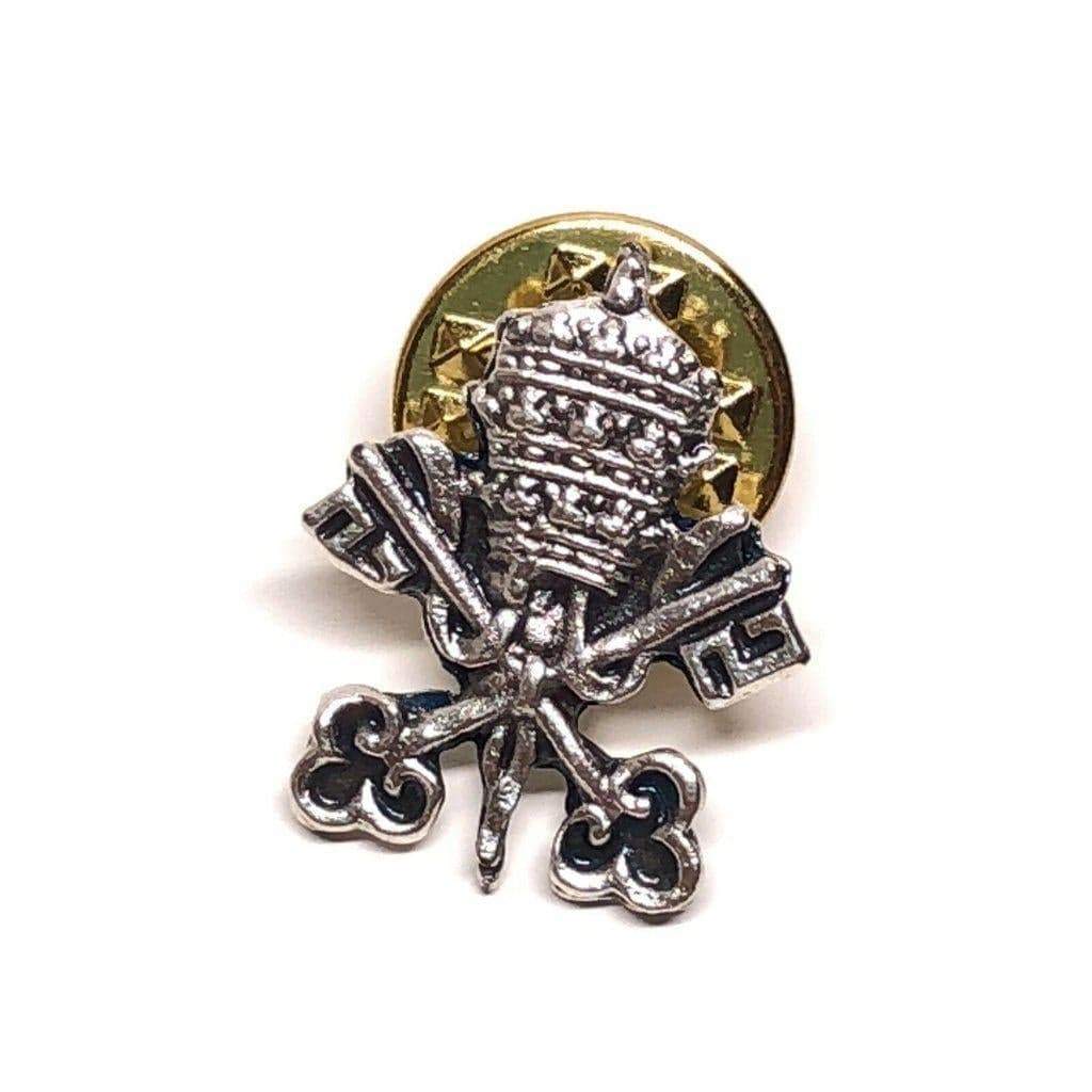 HOLY SEE Coat of Arms Pin  Catholic  Tie Tack  Jacket Lapel - Catholically