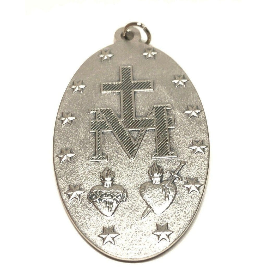 HUGE Miraculous Medal 3 with blue enamel - Blessed by Pope - charm - pendant - Catholically