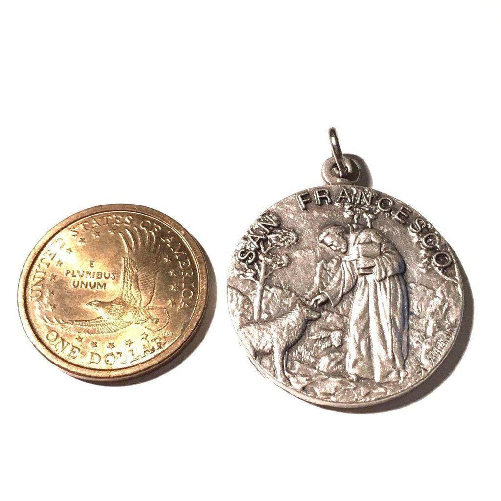 Huge St. Francis Of Assisi Wolf Medal 1.25 -Franciscan Pendant Charm-Catholically