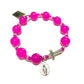 Italian Pink Glass Bracelet - Elastic Bangle - Blessed by Pope - Catholically