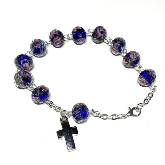 Italian Venetian Glass Murrina 10 beads Bracelet Blessed By Pope Francis-Catholically