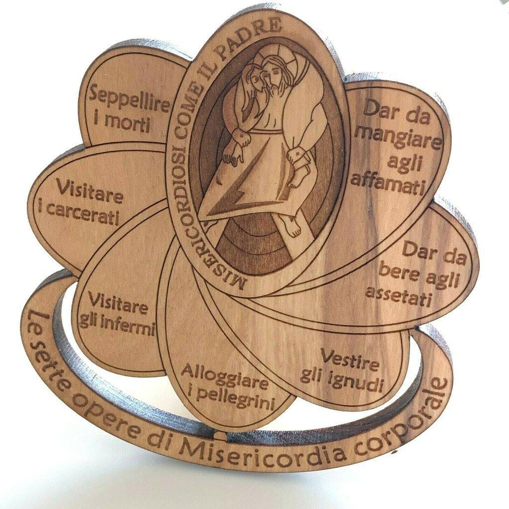 Jubilee hand made by nuns wooden medallion - Holy Year of Mercy - Plaque - Catholically