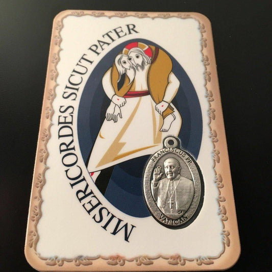 Jubilee Holy Card w/ medal blessed by Pope - Holy Year of Mercy - Catholically