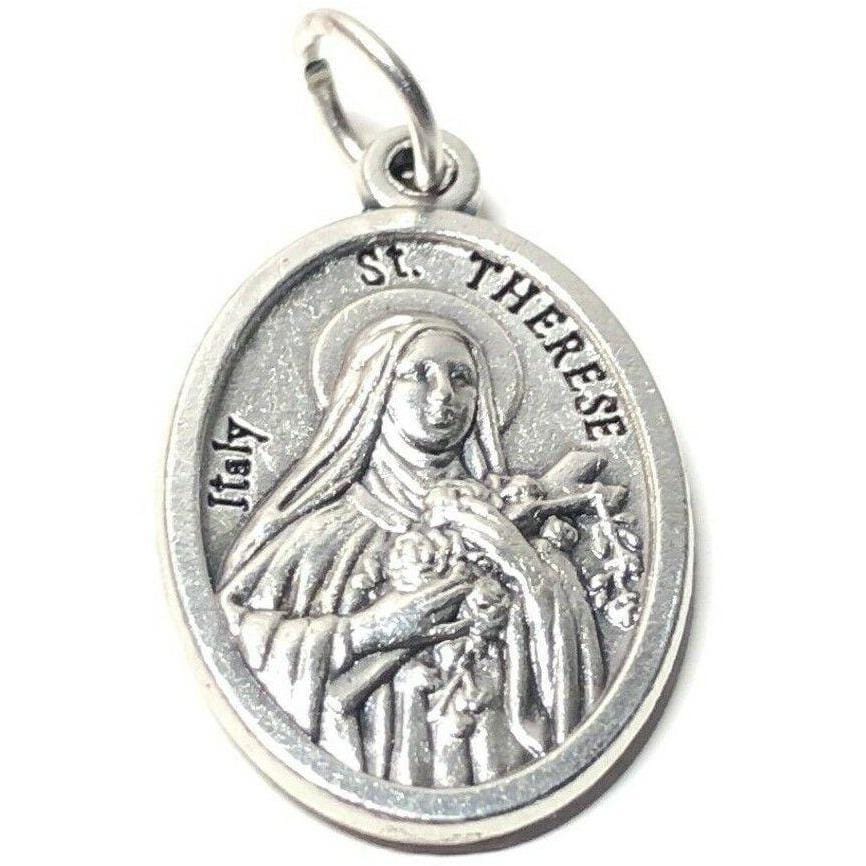 Little Saint Therese Teresa Lisieux Spanish pendant medal Infant Jesus roses - Catholically