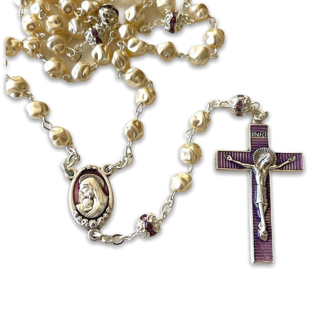 Miraculous Medal - Mop Rosary - Purple - Blessed By Pope Francis-Catholically