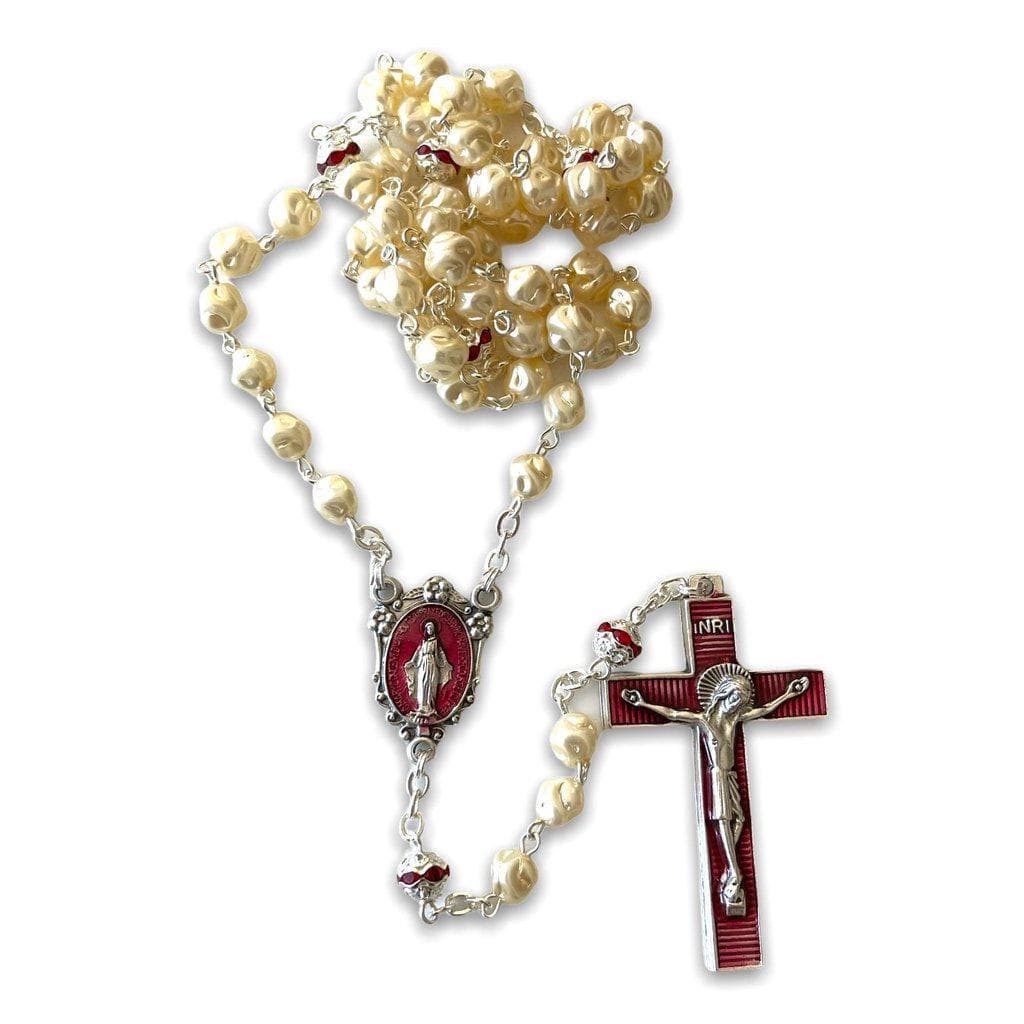 Miraculous Medal - Mop Rosary - Red - Blessed By Pope Francis-Catholically