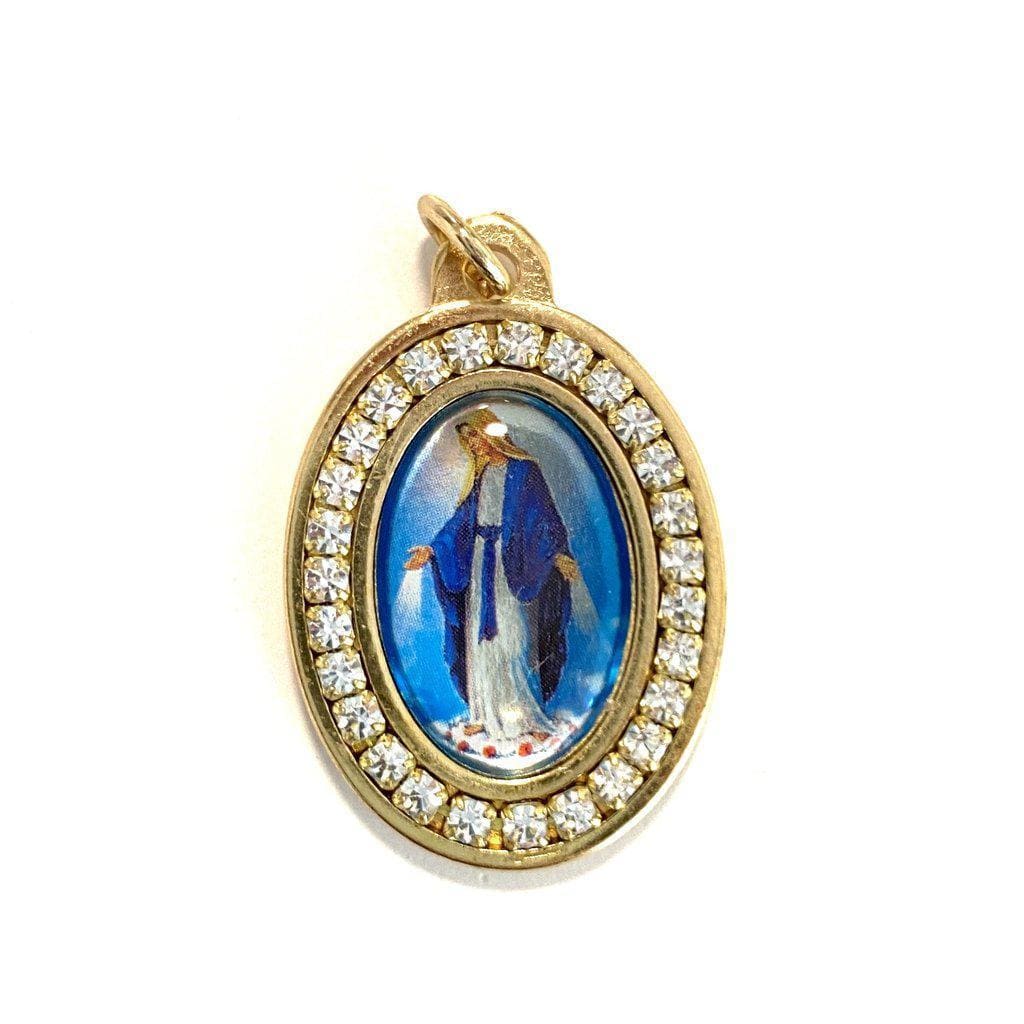 Miraculous Medal Pendant with strass - Blessed by Pope-Catholically