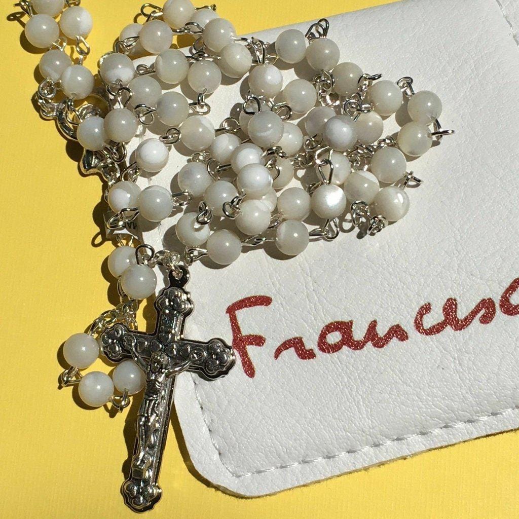 Mother of Pearl MOP Rosary Blessed Pope Francis on request - Catholically