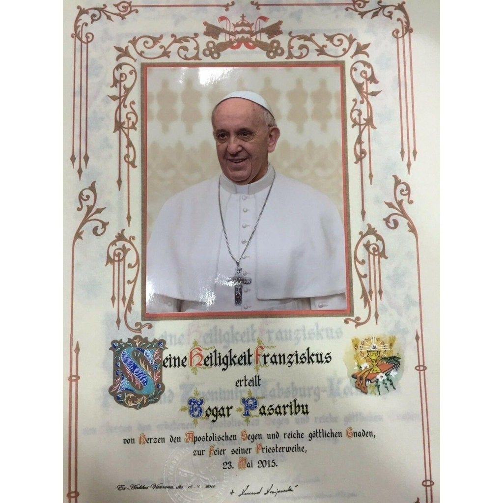 New! Customized Handwritten Pope Francis Papal Apostolic Blessing -Nuns-Catholically