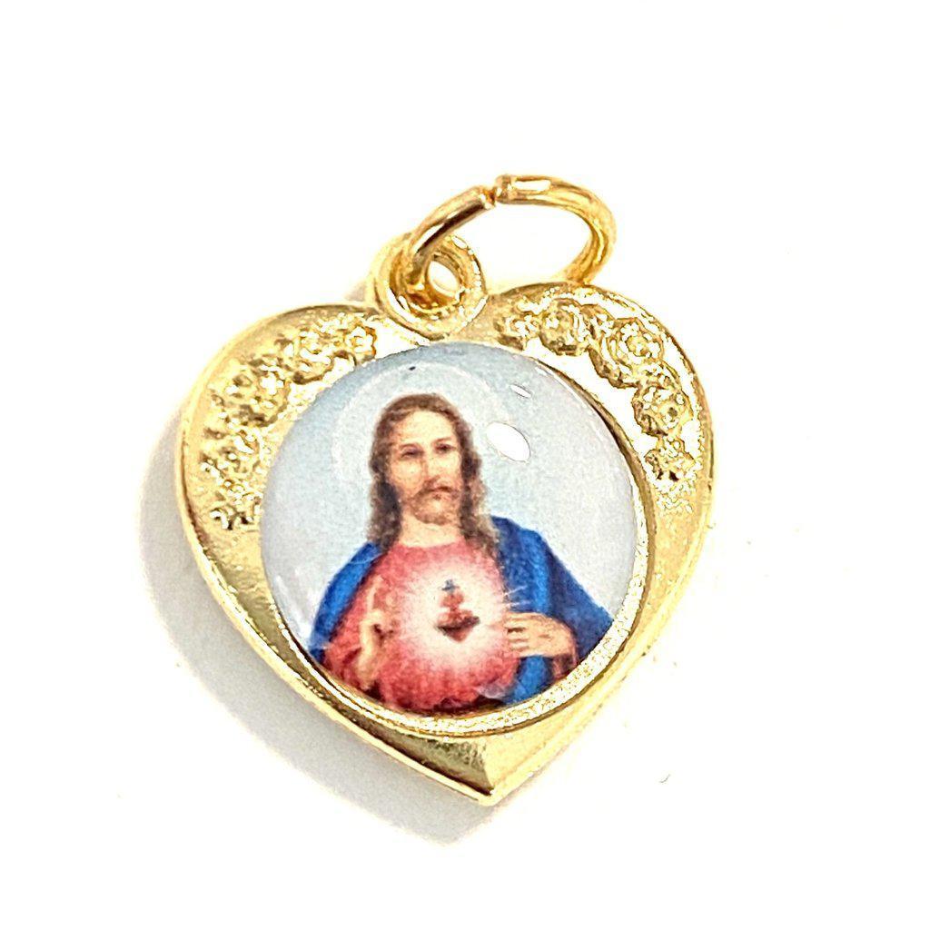 Our Lady of Mount Carmel Sacred Heart of Jesus Hearth Medal Pendant-Catholically