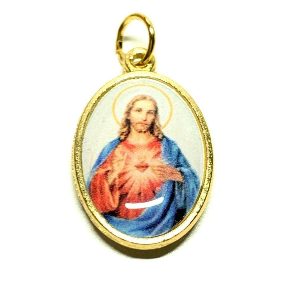 Our Lady of mount Carmel Sacred Heart of Jesus  Medal Pendant Senhora Carmo - Catholically