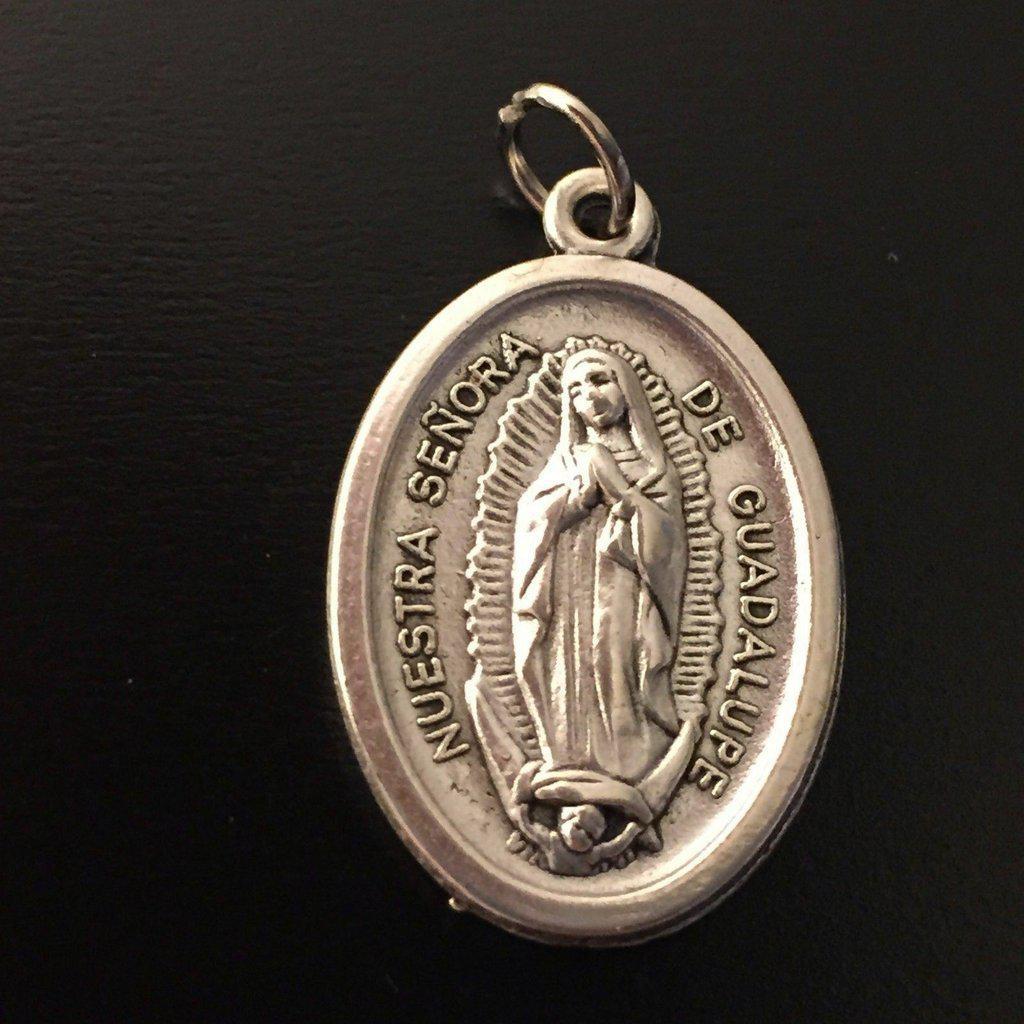 Our Lady Senora of Guadalupe & San Juan Diego  Silver Oxidized Medal Pendant - Catholically