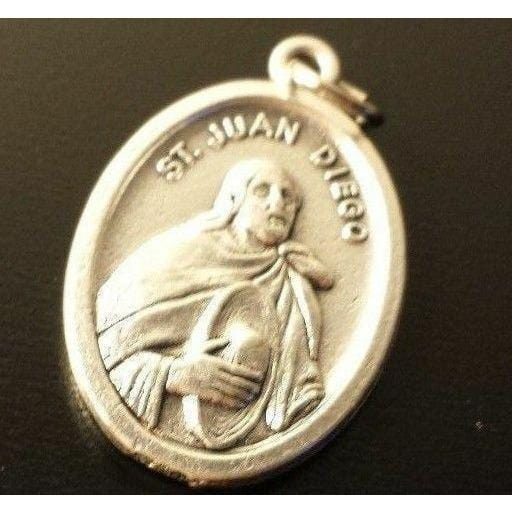 Our Lady Senora of Guadalupe & San Juan Diego  Silver Oxidized Medal Pendant - Catholically