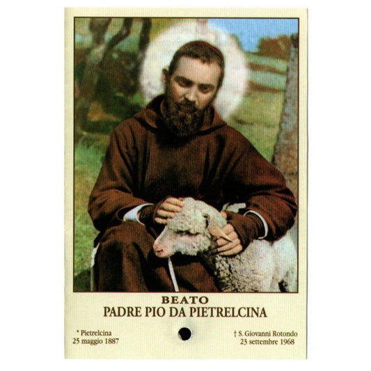 St. Padre Pio Laminated Holy Card With 2Nd Class Relic St. Father Pio-Catholically