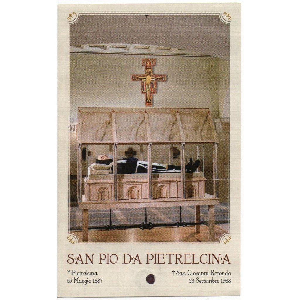 St. Padre Pio Laminated Holy Card With 2nd Class Relic St. Father Pio-Catholically