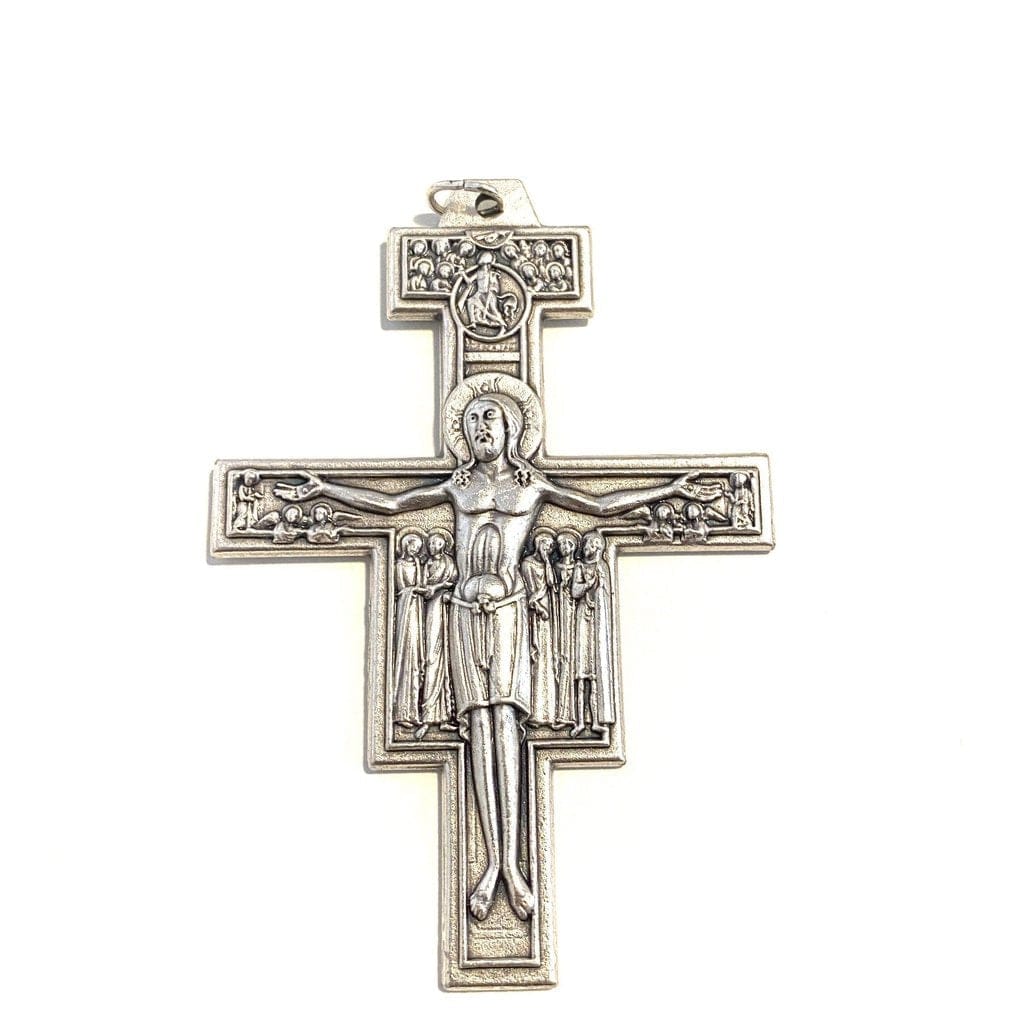 Pectoral St. Damian Crucifix - Blessed By Pope Francis - Big 3" - Cross-Catholically