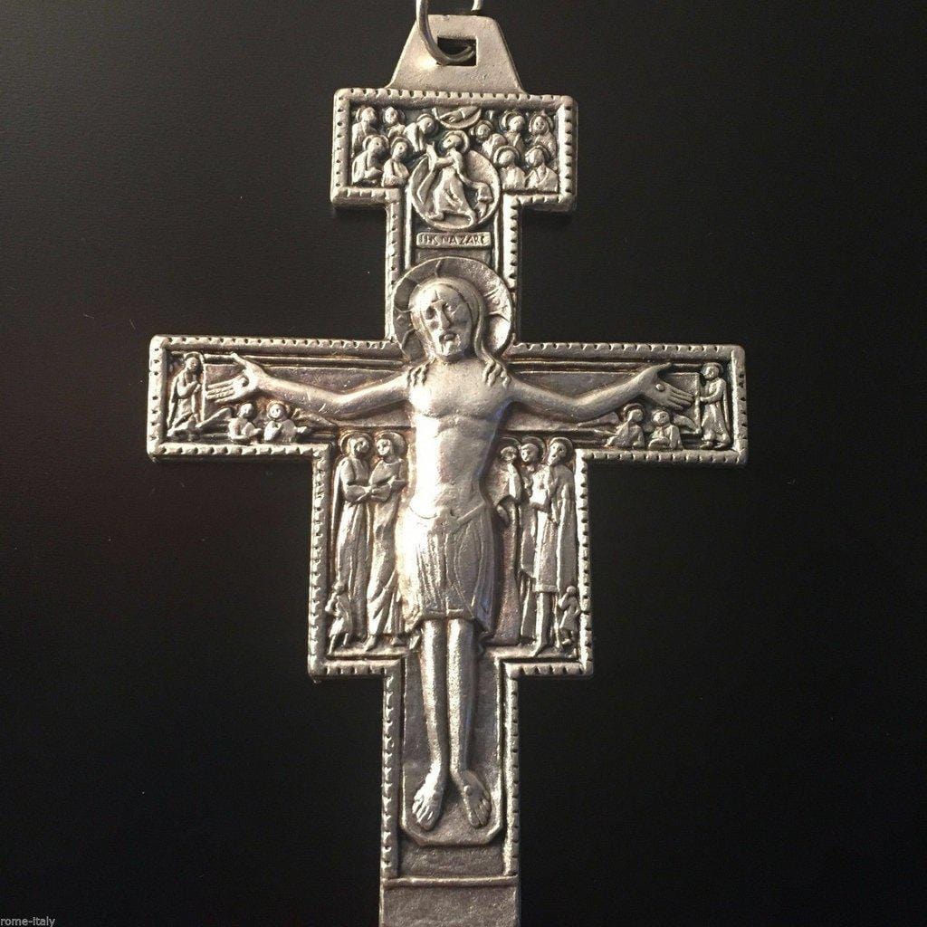 Pectoral St. Damian crucifix - Blessed by Pope Francis - VERY BIG 3.5 -CROSS - Catholically