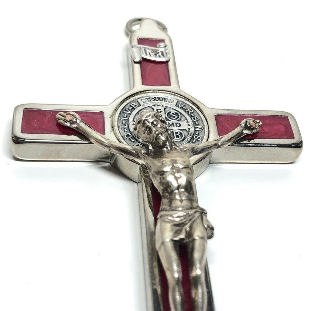 RED 5 Saint St. Benedict Wall Crucifix - Exorcism Cross - Blessed by Pope - Catholically